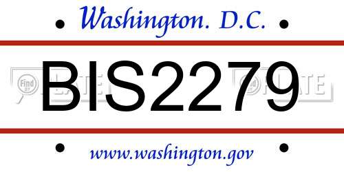 BIS2279 District Of Columbia License Plate