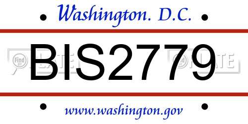 BIS2779 District Of Columbia License Plate
