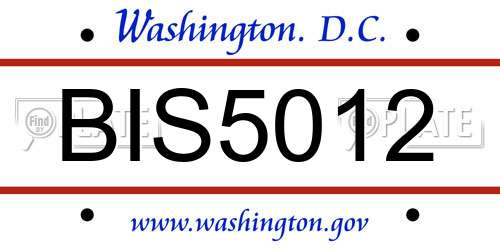 BIS5012 District Of Columbia License Plate