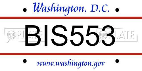 BIS553 District Of Columbia License Plate