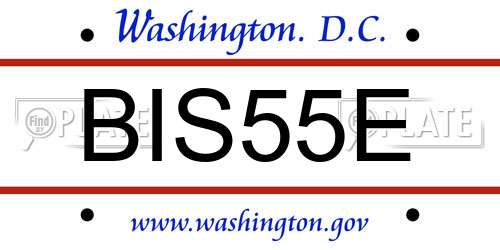 BIS55E District Of Columbia License Plate