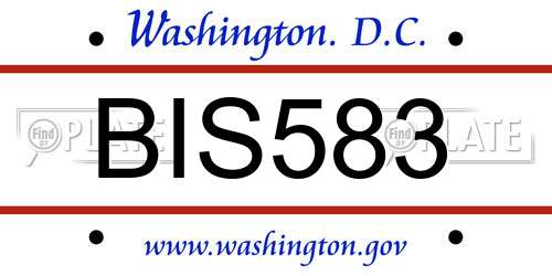 BIS583 District Of Columbia License Plate