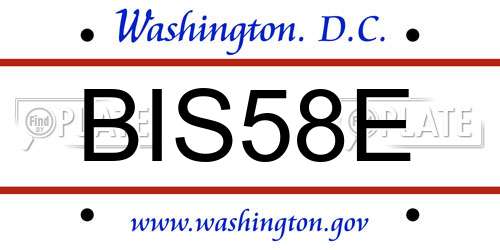 BIS58E District Of Columbia License Plate