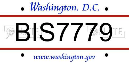 BIS7779 District Of Columbia License Plate