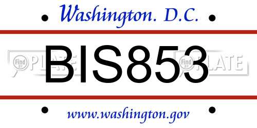 BIS853 District Of Columbia License Plate