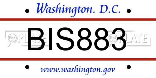 BIS883 District Of Columbia License Plate