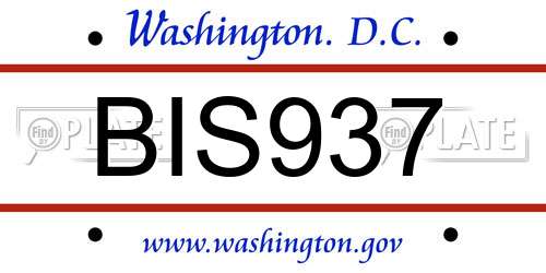 BIS937 District Of Columbia License Plate