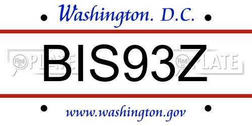 BIS93Z District Of Columbia License Plate