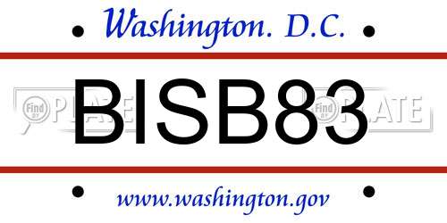 BISB83 District Of Columbia License Plate
