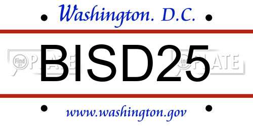 BISD25 District Of Columbia License Plate