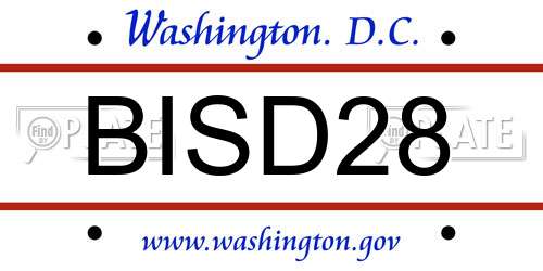 BISD28 District Of Columbia License Plate