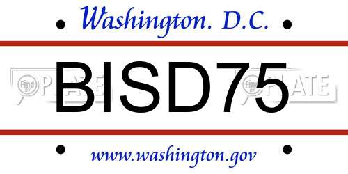 BISD75 District Of Columbia License Plate