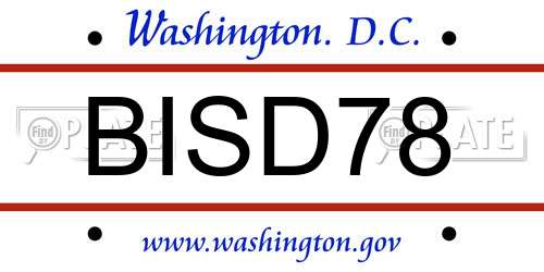 BISD78 District Of Columbia License Plate