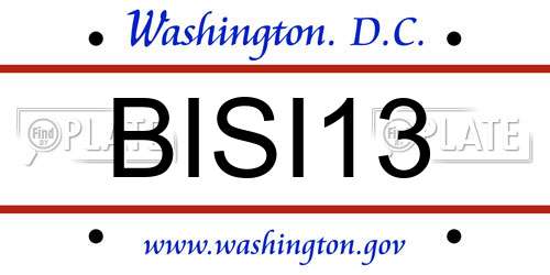 BISI13 District Of Columbia License Plate