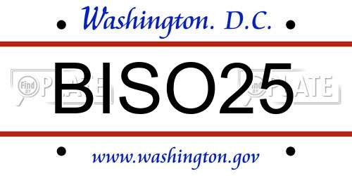BISO25 District Of Columbia License Plate