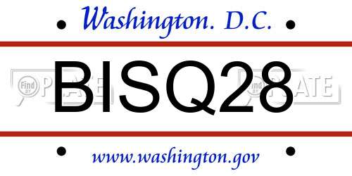 BISQ28 District Of Columbia License Plate