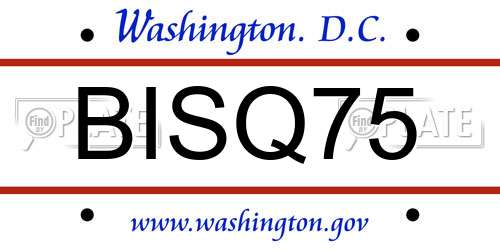 BISQ75 District Of Columbia License Plate