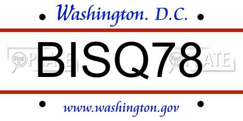 BISQ78 District Of Columbia License Plate