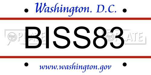 BISS83 District Of Columbia License Plate