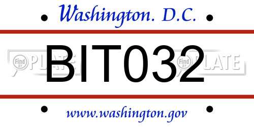 BIT032 District Of Columbia License Plate