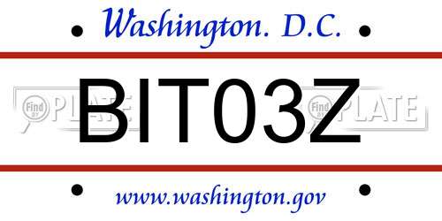 BIT03Z District Of Columbia License Plate