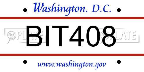 BIT408 District Of Columbia License Plate