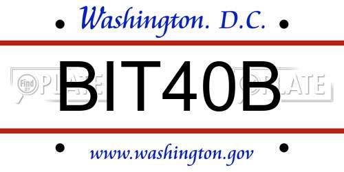 BIT40B District Of Columbia License Plate