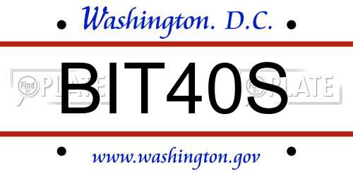 BIT40S District Of Columbia License Plate