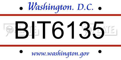 BIT6135 District Of Columbia License Plate