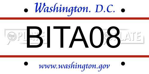 BITA08 District Of Columbia License Plate