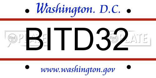 BITD32 District Of Columbia License Plate