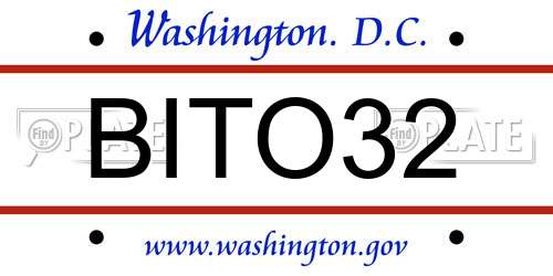 BITO32 District Of Columbia License Plate