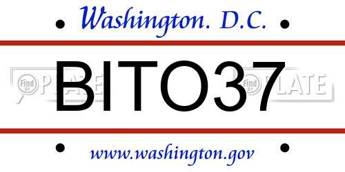 BITO37 District Of Columbia License Plate