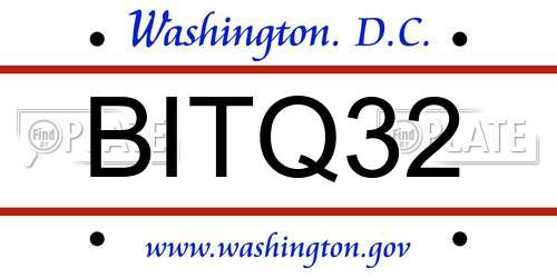 BITQ32 District Of Columbia License Plate