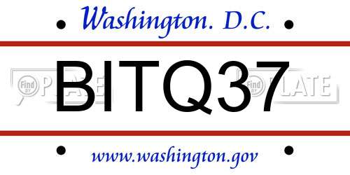 BITQ37 District Of Columbia License Plate