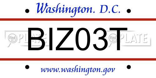 BIZ03T District Of Columbia License Plate