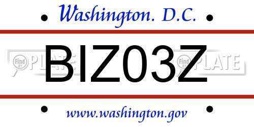 BIZ03Z District Of Columbia License Plate