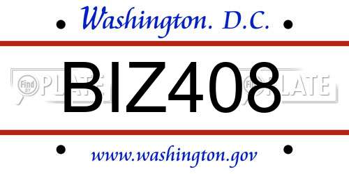 BIZ408 District Of Columbia License Plate