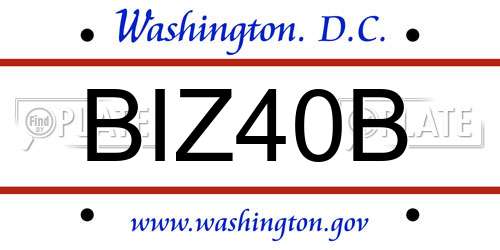 BIZ40B District Of Columbia License Plate