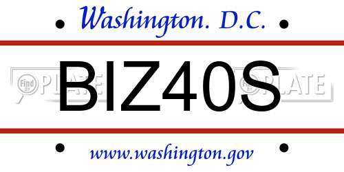 BIZ40S District Of Columbia License Plate