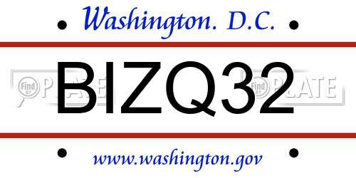 BIZQ32 District Of Columbia License Plate