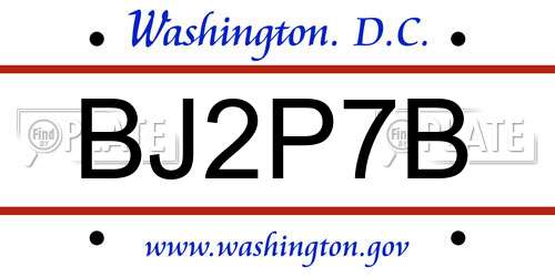 BJ2P7B District Of Columbia License Plate