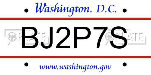 BJ2P7S District Of Columbia License Plate