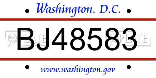 BJ48583 District Of Columbia License Plate