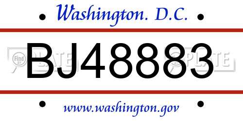 BJ48883 District Of Columbia License Plate