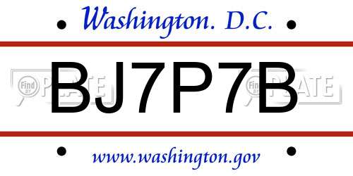 BJ7P7B District Of Columbia License Plate