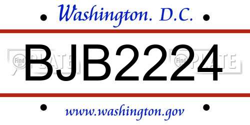 BJB2224 District Of Columbia License Plate