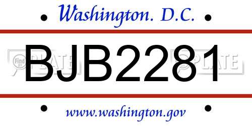 BJB2281 District Of Columbia License Plate