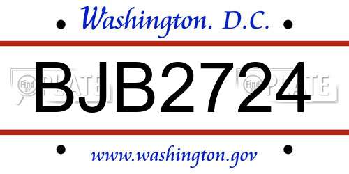 BJB2724 District Of Columbia License Plate