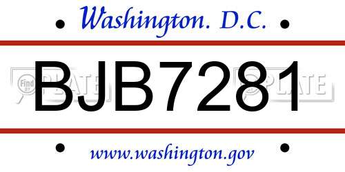 BJB7281 District Of Columbia License Plate